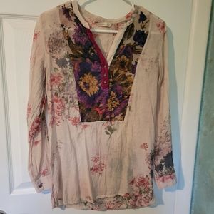 Soft surroundings velvet trimmed top xs